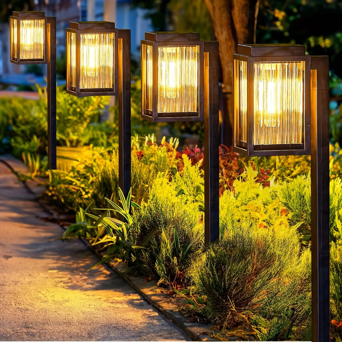 Solar Pathway Lights Outdoor Waterproof Led Lawn Lamps 2 Pack