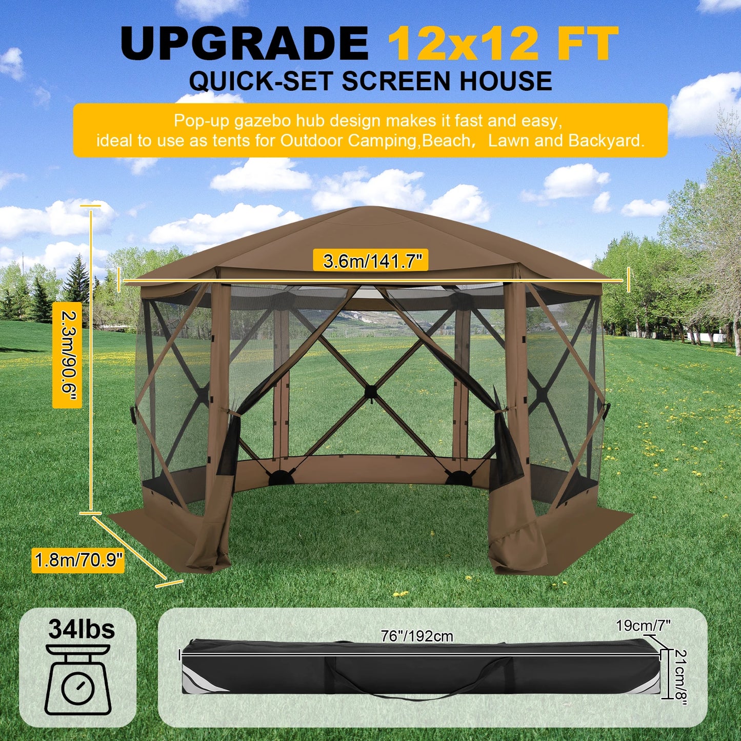 Tooluck Pop Up Gazebo Screen House Tent for Camping