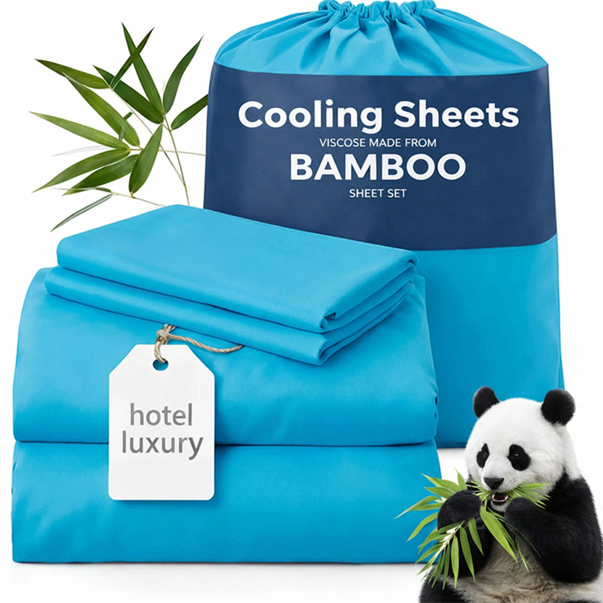 Bamboo Viscose Cooling Sheet Set With Deep Pocket Fitted Sheet