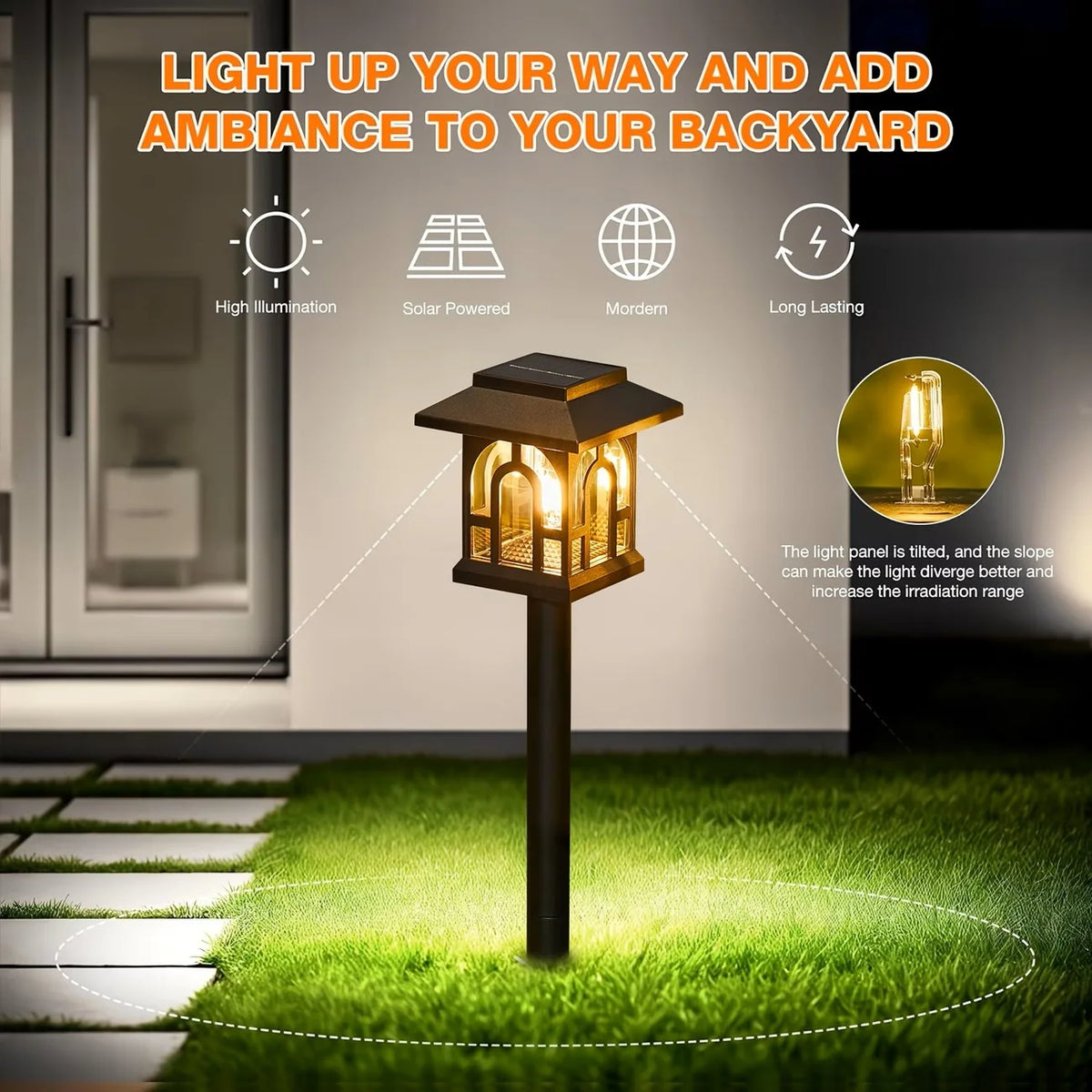 Waterproof Solar Pathway Lights Outdoor Garden Landscape LED Lamp Set