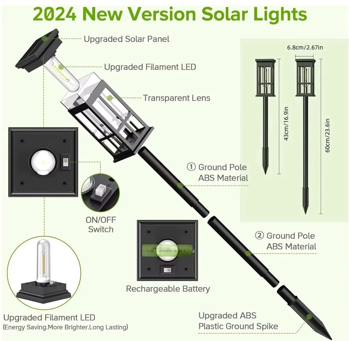 Solar Powered LED Pathway Lights Waterproof Outdoor Landscape Garden Lighting