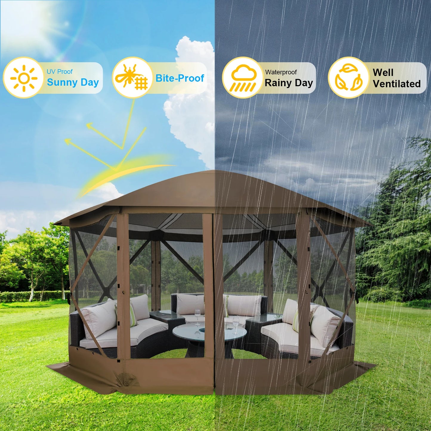 Tooluck Pop Up Gazebo Screen House Tent for Camping