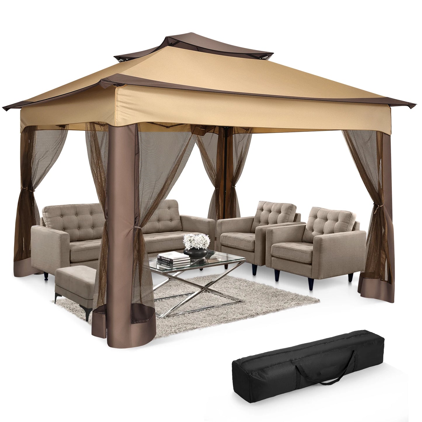 Tooluck Pop Up Gazebo With Mosquito Netting For Outdoor Garden