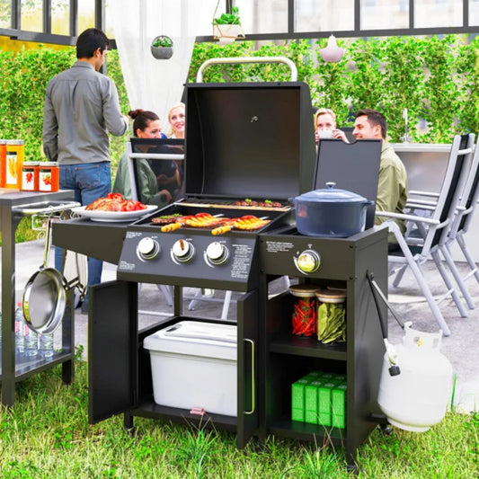 3-In-1 Portable Charcoal BBQ Grill With Smoker And Fire Pit