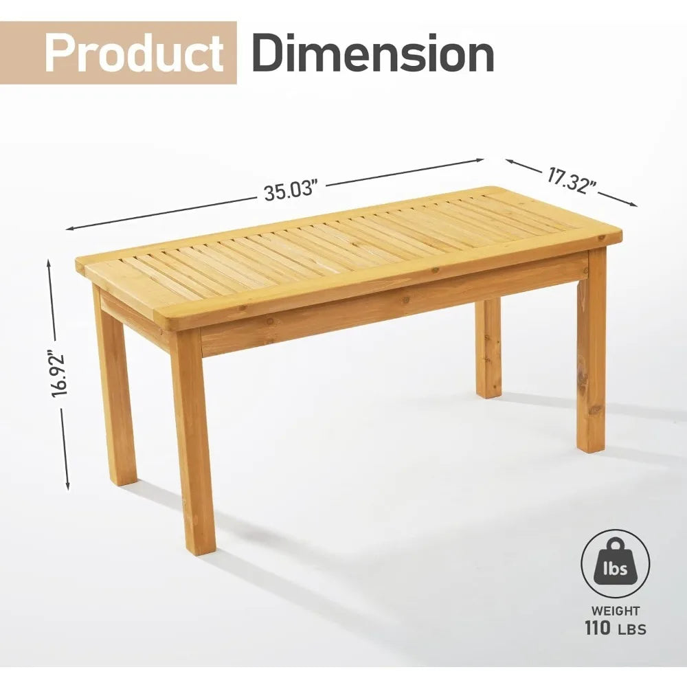 Outdoor Cedar Wood Coffee Table With Slatted Top For Patio
