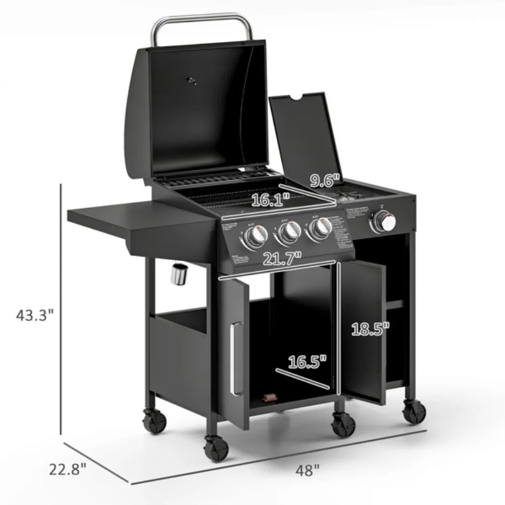 3-In-1 Portable Charcoal BBQ Grill With Smoker And Fire Pit