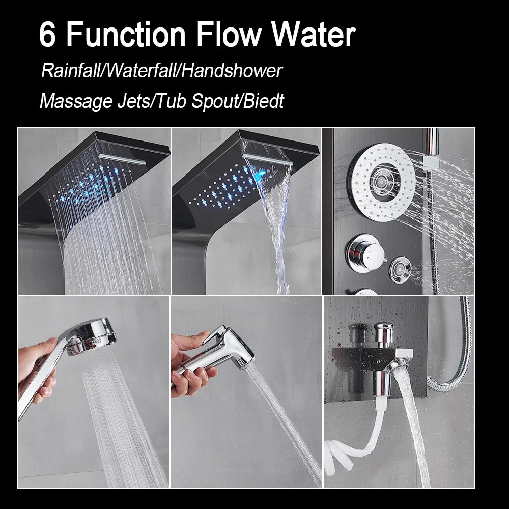 MYQualife LED Shower Panel System With Spa Massage Jets