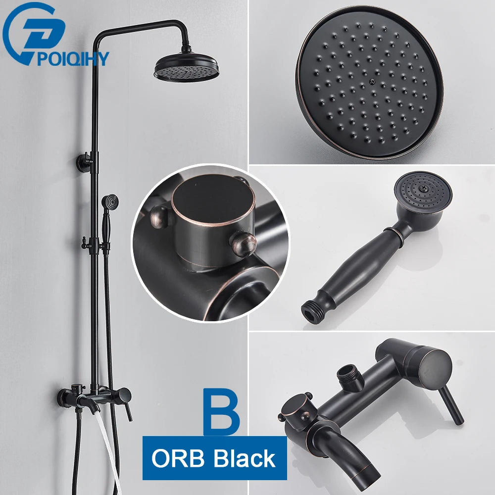 POIQIHY In Wall Rainfall Shower Faucet Set With Dual Handles