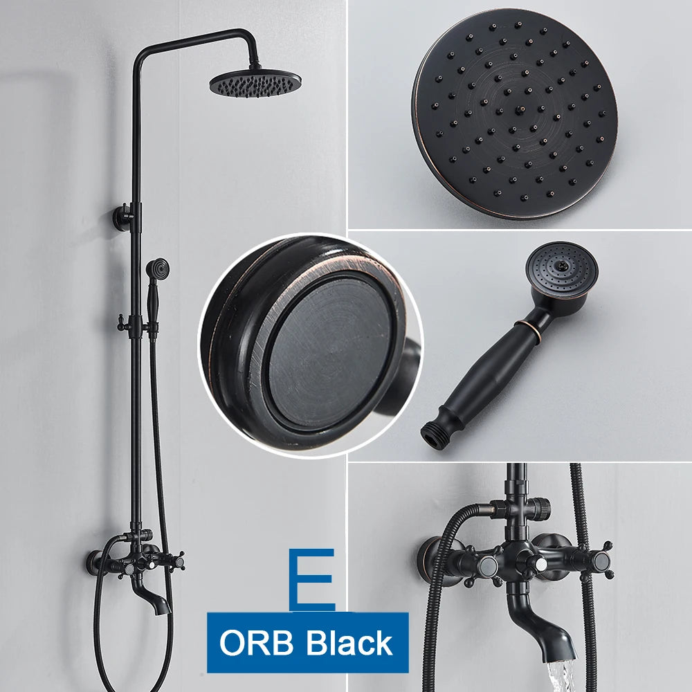 POIQIHY In Wall Rainfall Shower Faucet Set With Dual Handles