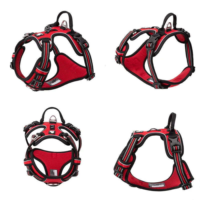 TRUELOVECN Reflective Nylon No Pull Adjustable Dog Harness