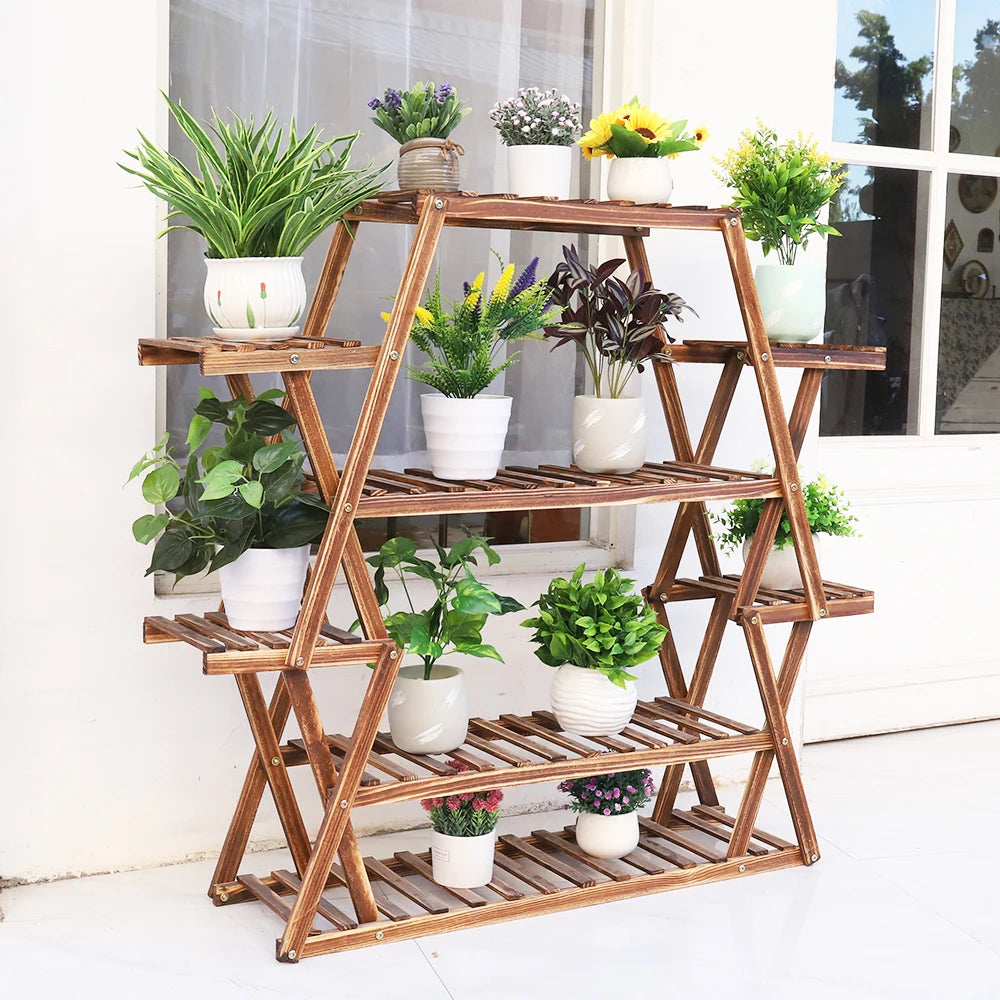 8-Tier Wood Plant Stand With Large Capacity For Patio