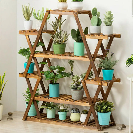 8-Tier Wood Plant Stand With Large Capacity For Patio