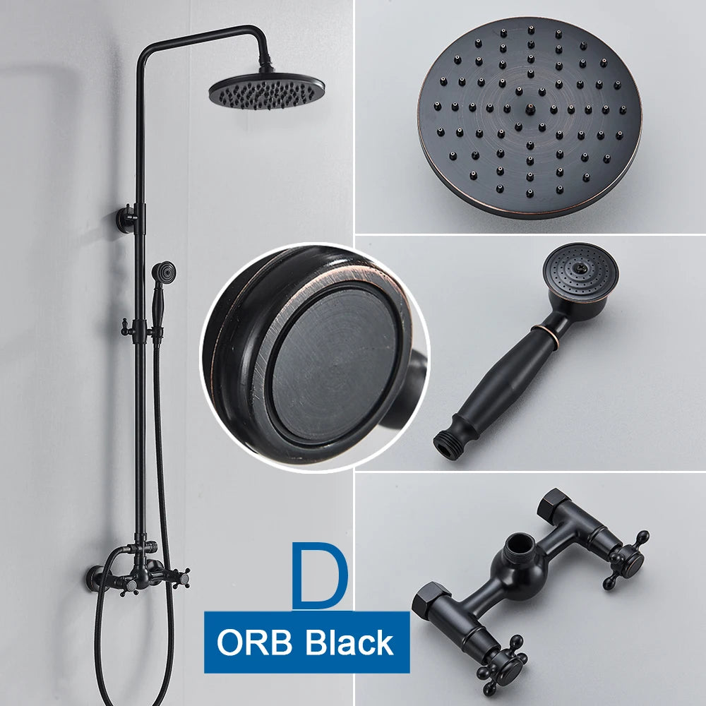 POIQIHY In Wall Rainfall Shower Faucet Set With Dual Handles