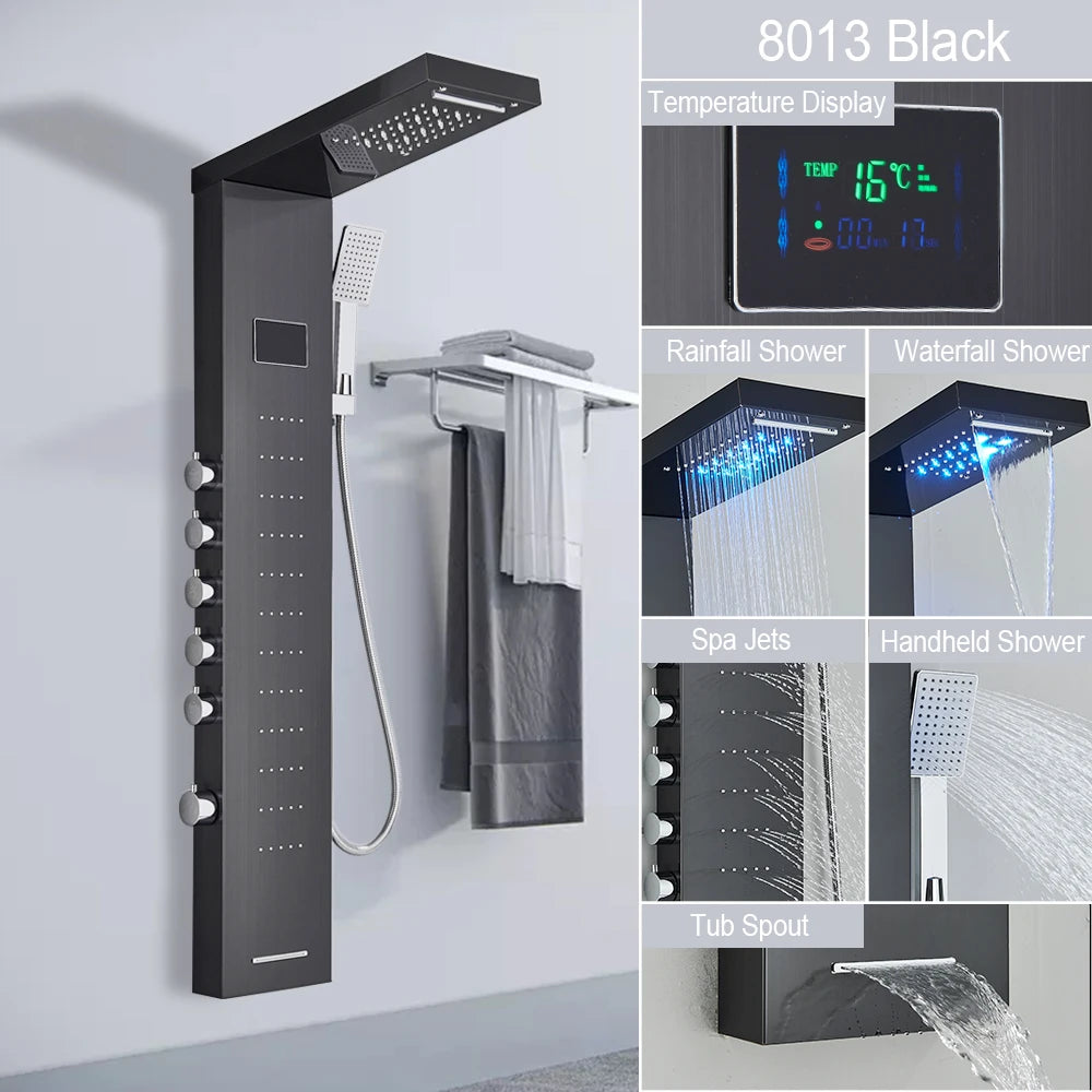 MYQualife LED Shower Panel System With Spa Massage Jets