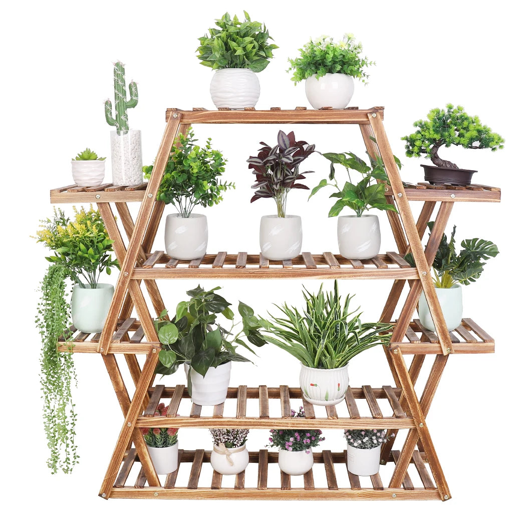 8-Tier Wood Plant Stand With Large Capacity For Patio