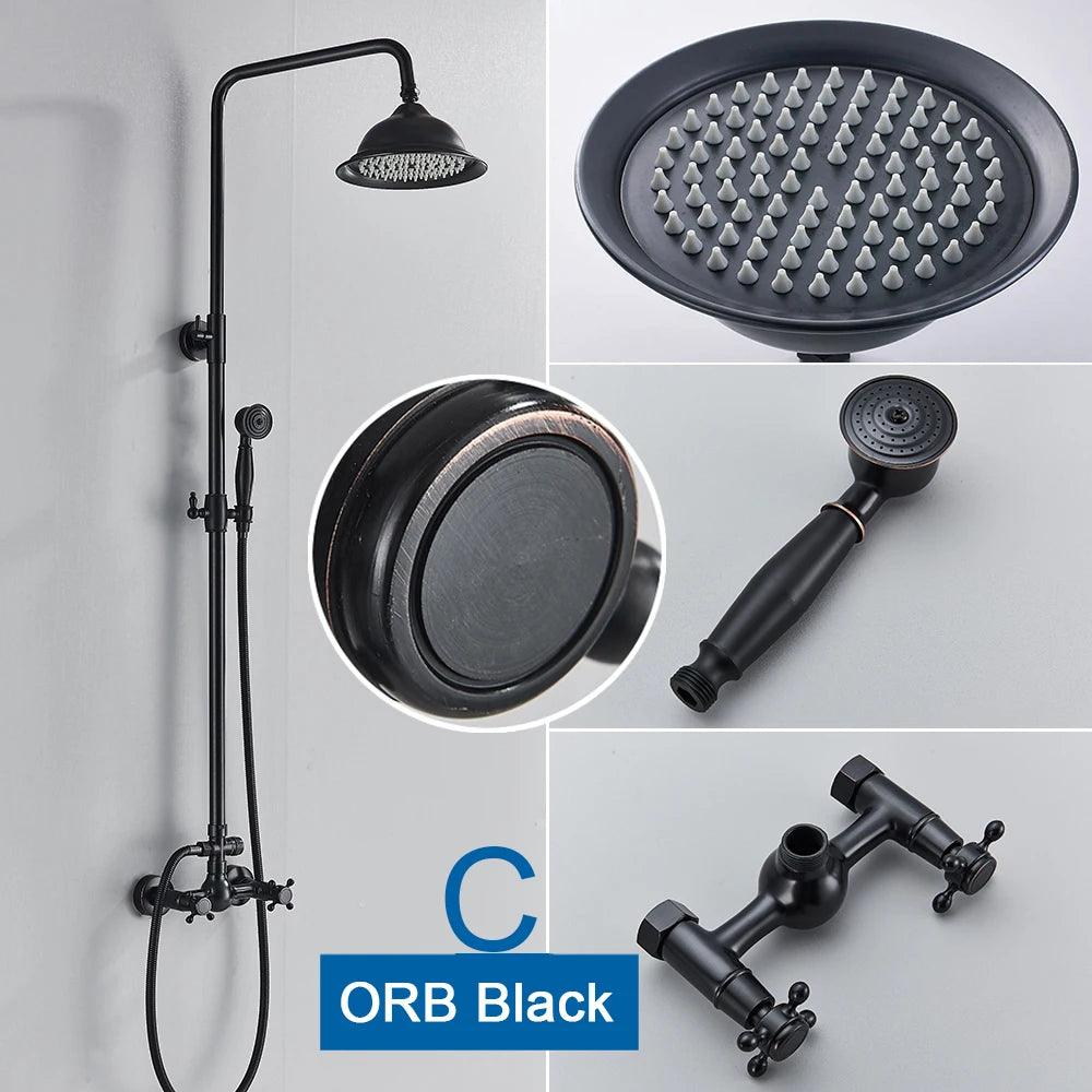 POIQIHY In Wall Rainfall Shower Faucet Set With Dual Handles