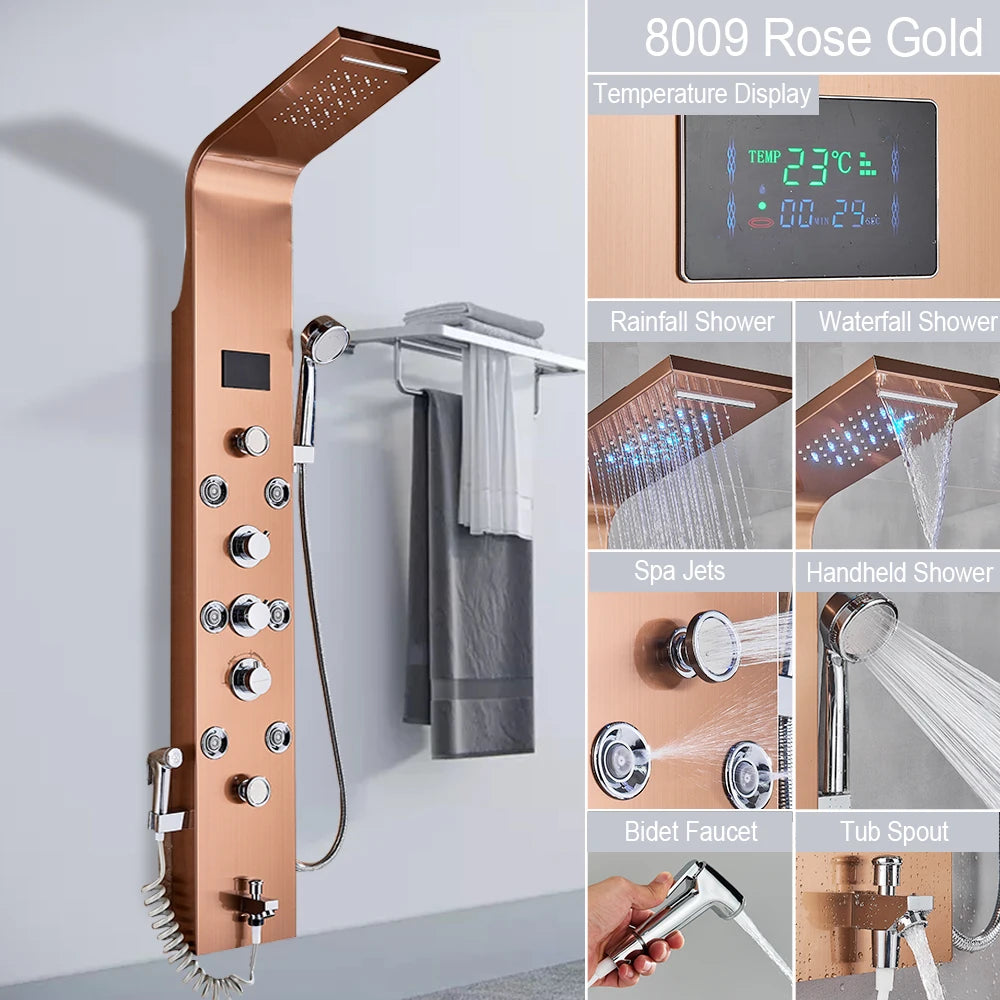 MYQualife LED Shower Panel System With Spa Massage Jets