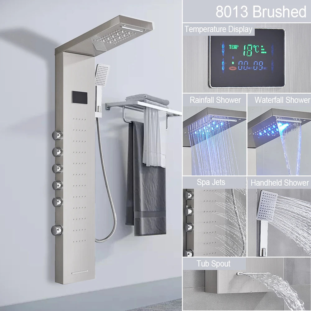 MYQualife LED Shower Panel System With Spa Massage Jets