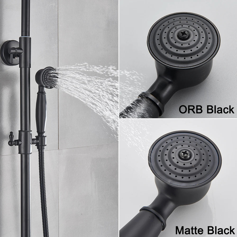 POIQIHY In Wall Rainfall Shower Faucet Set With Dual Handles