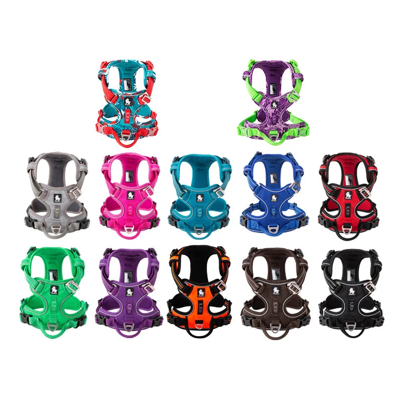 TRUELOVECN Reflective Nylon No Pull Adjustable Dog Harness