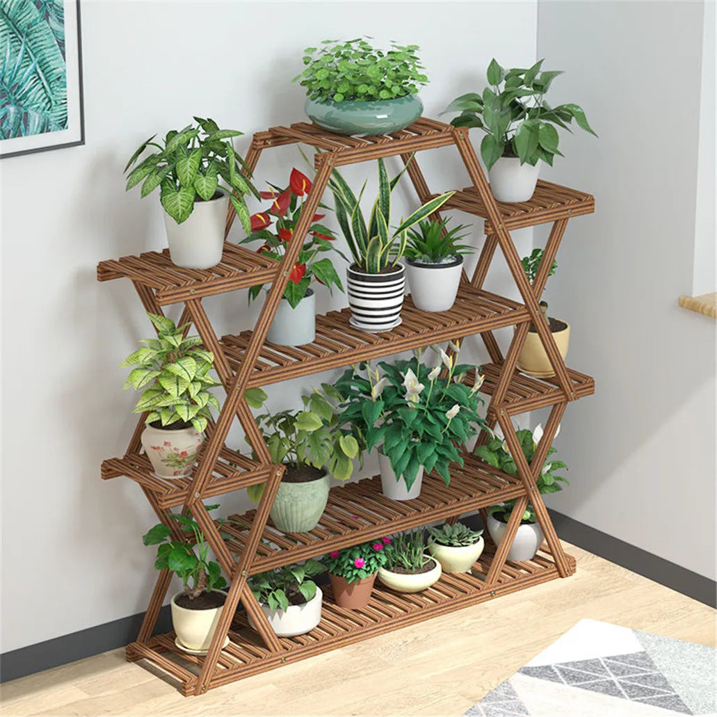 8-Tier Wood Plant Stand With Large Capacity For Patio