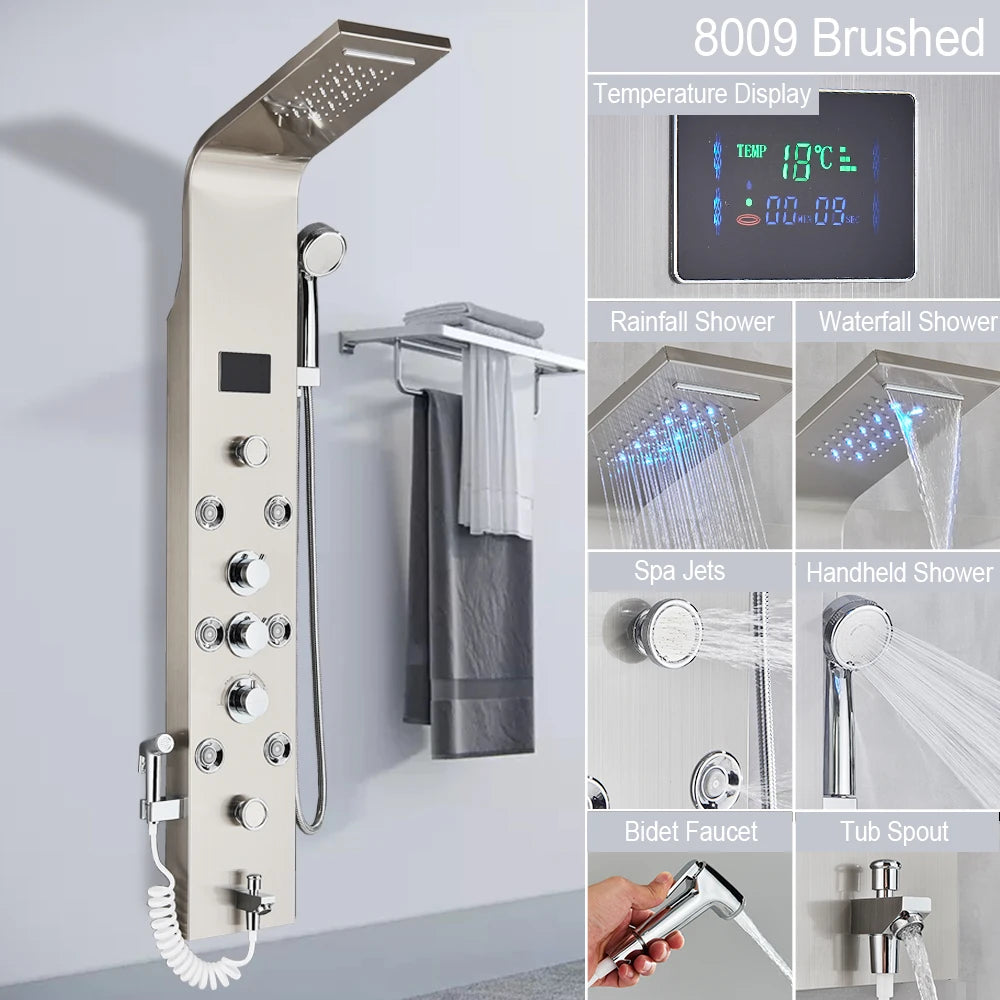 MYQualife LED Shower Panel System With Spa Massage Jets