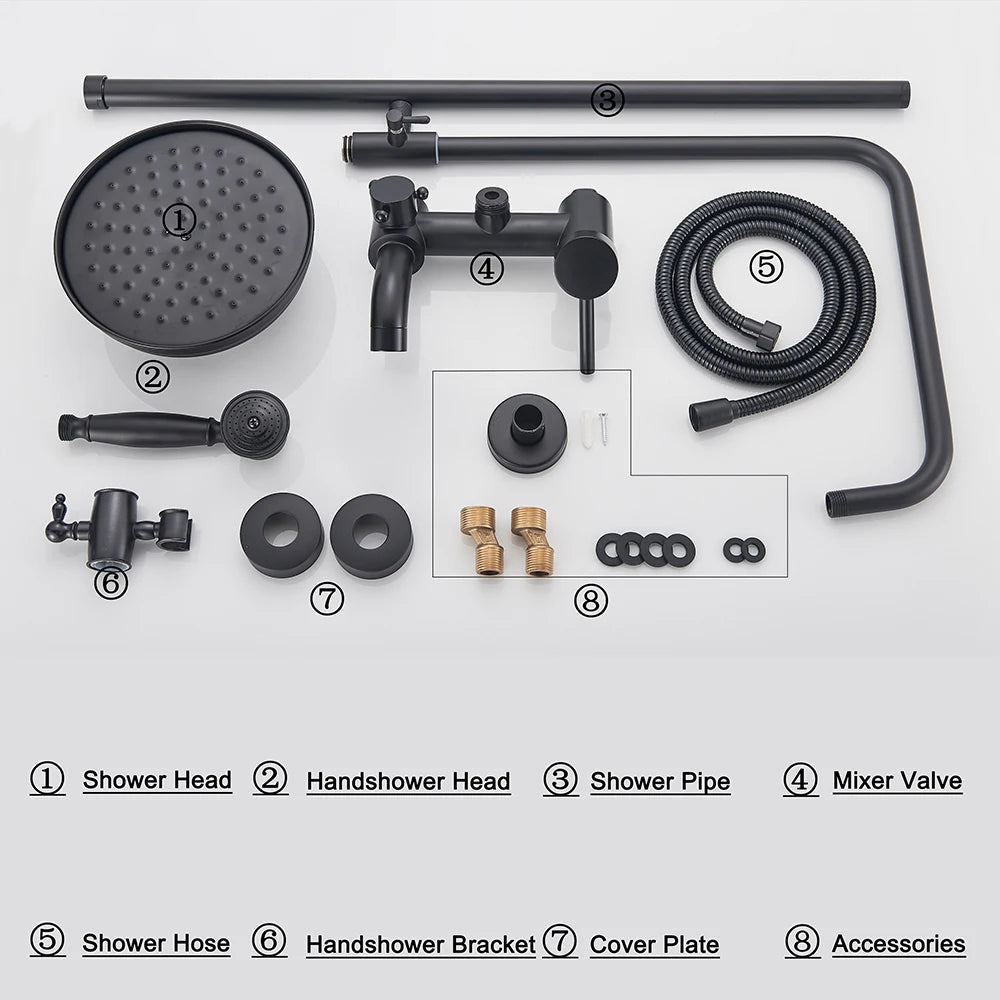 POIQIHY In Wall Rainfall Shower Faucet Set With Dual Handles