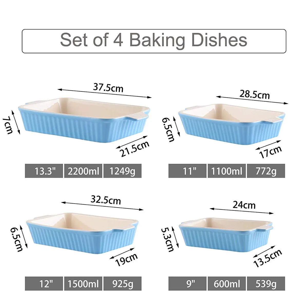 Malacasa Ceramic Baking Dish Set Oven Safe Casserole Tray