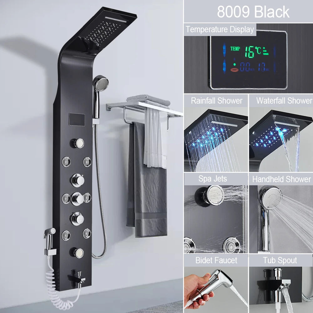 MYQualife LED Shower Panel System With Spa Massage Jets
