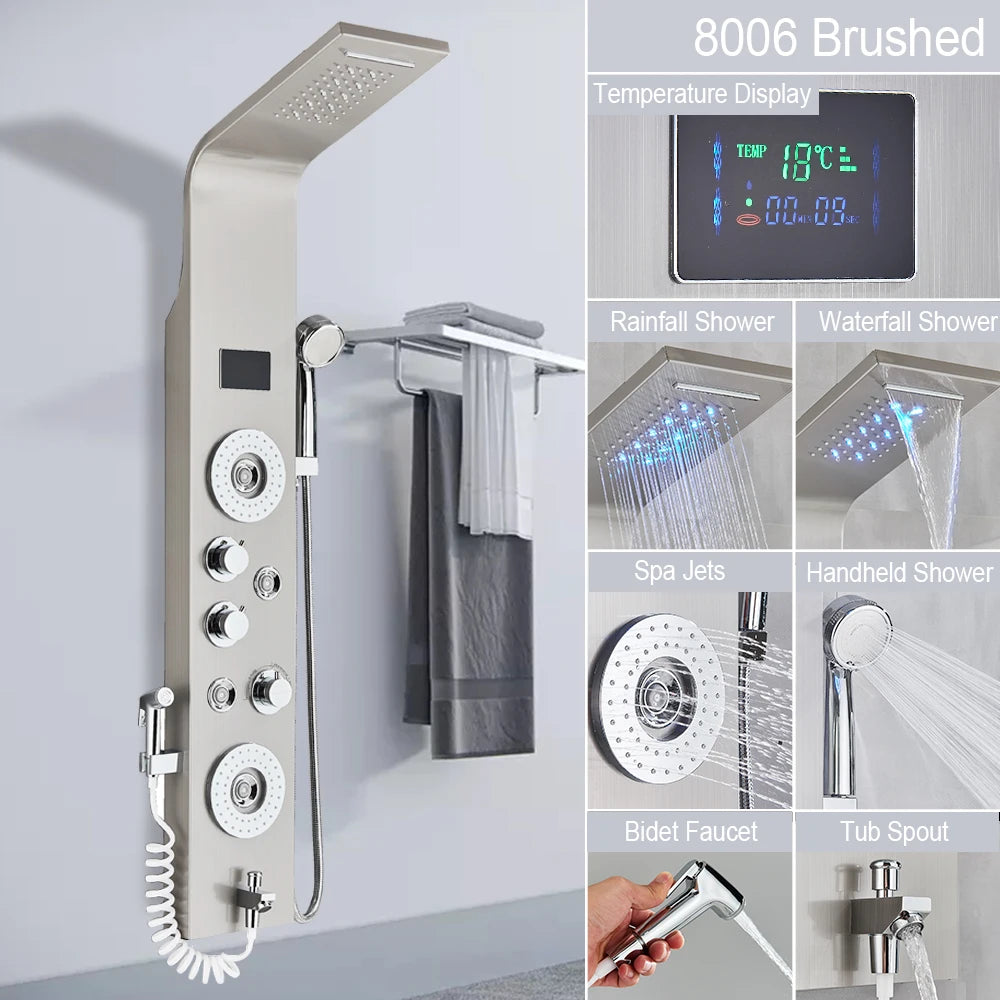 MYQualife LED Shower Panel System With Spa Massage Jets