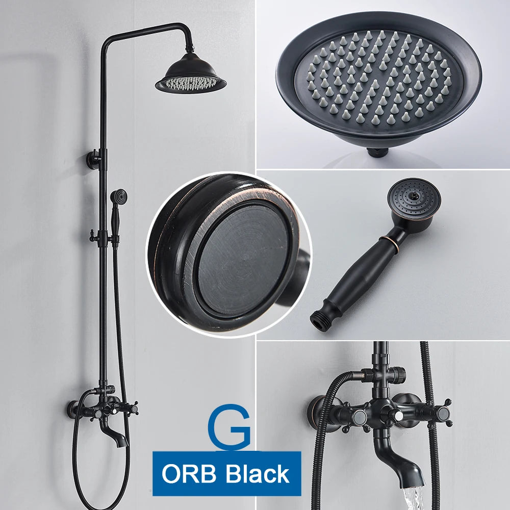 POIQIHY In Wall Rainfall Shower Faucet Set With Dual Handles