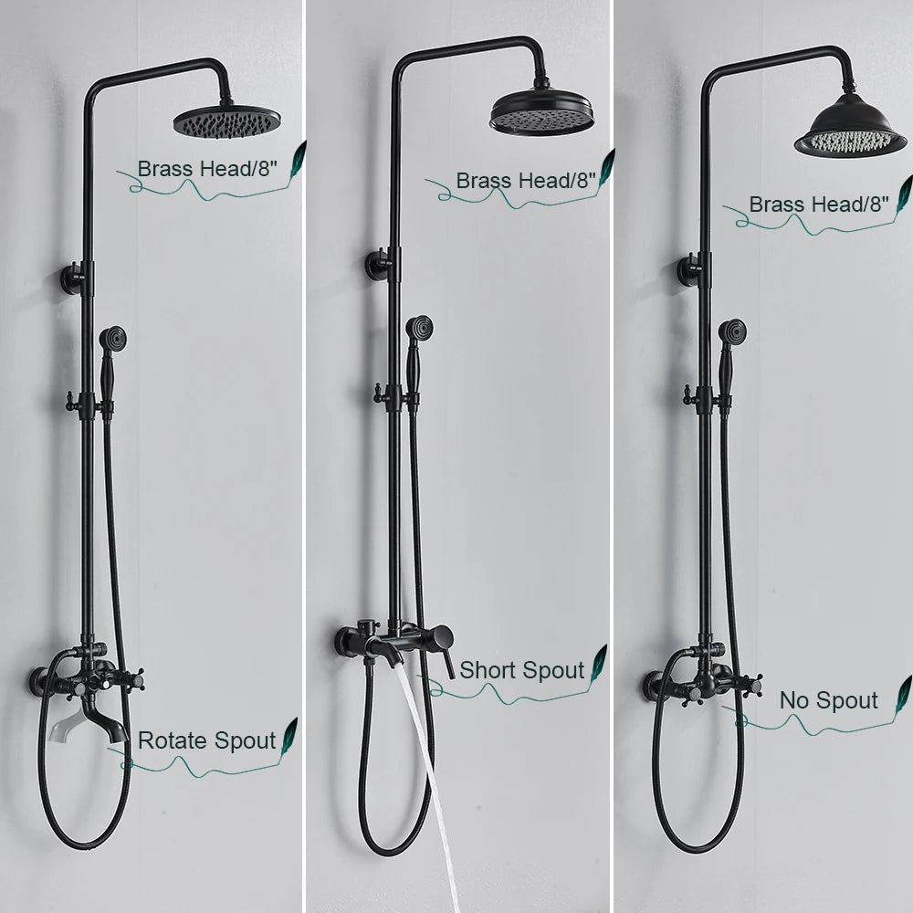 POIQIHY In Wall Rainfall Shower Faucet Set With Dual Handles