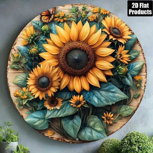 CIFBUY Vintage Sunflower Aluminum Wall Art Plaque Home Decor