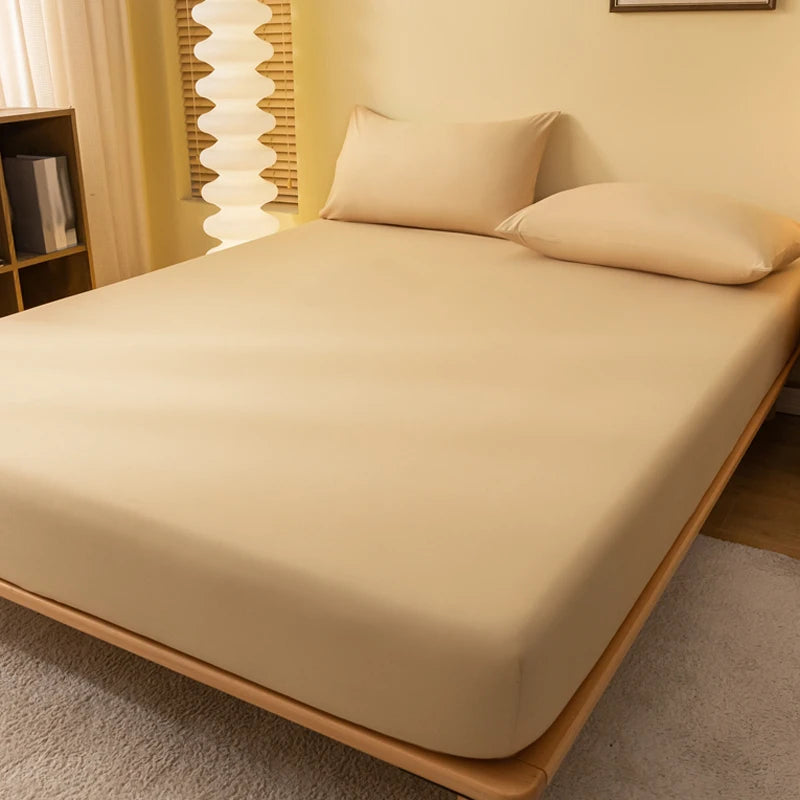 Matte Solid Polyester Fitted Sheet For Bedroom Decor
