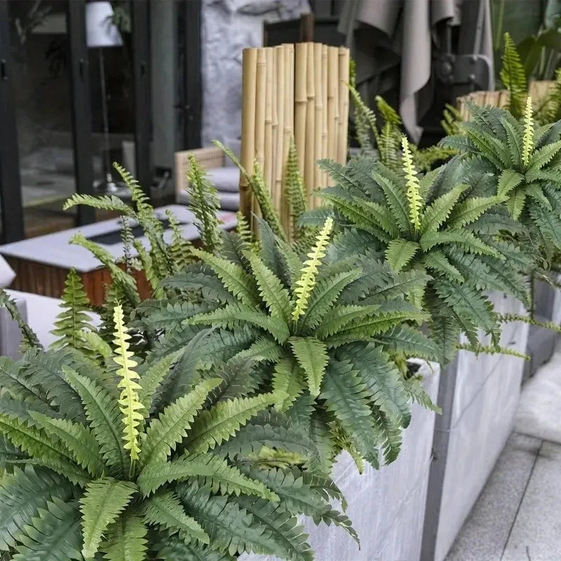 Artificial Boston Fern Plant For Outdoor Decor UV Resistant Greenery
