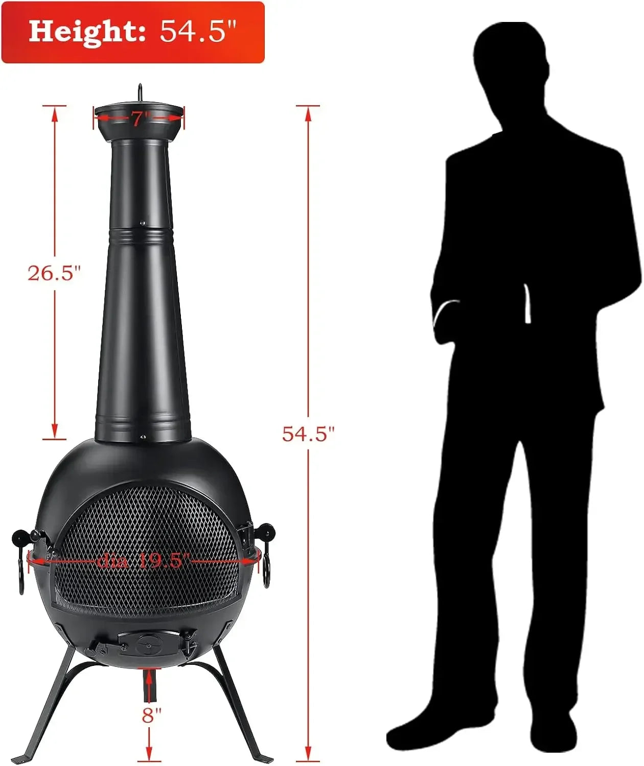Prairie Fire Chiminea Fire Pit With Rust Free Iron Cover
