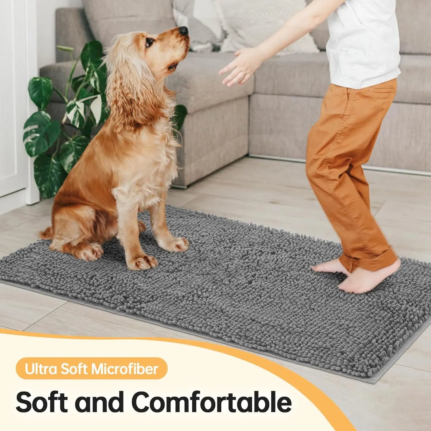 Chenille Dog Door Mat Washable Non Slip Indoor Rug