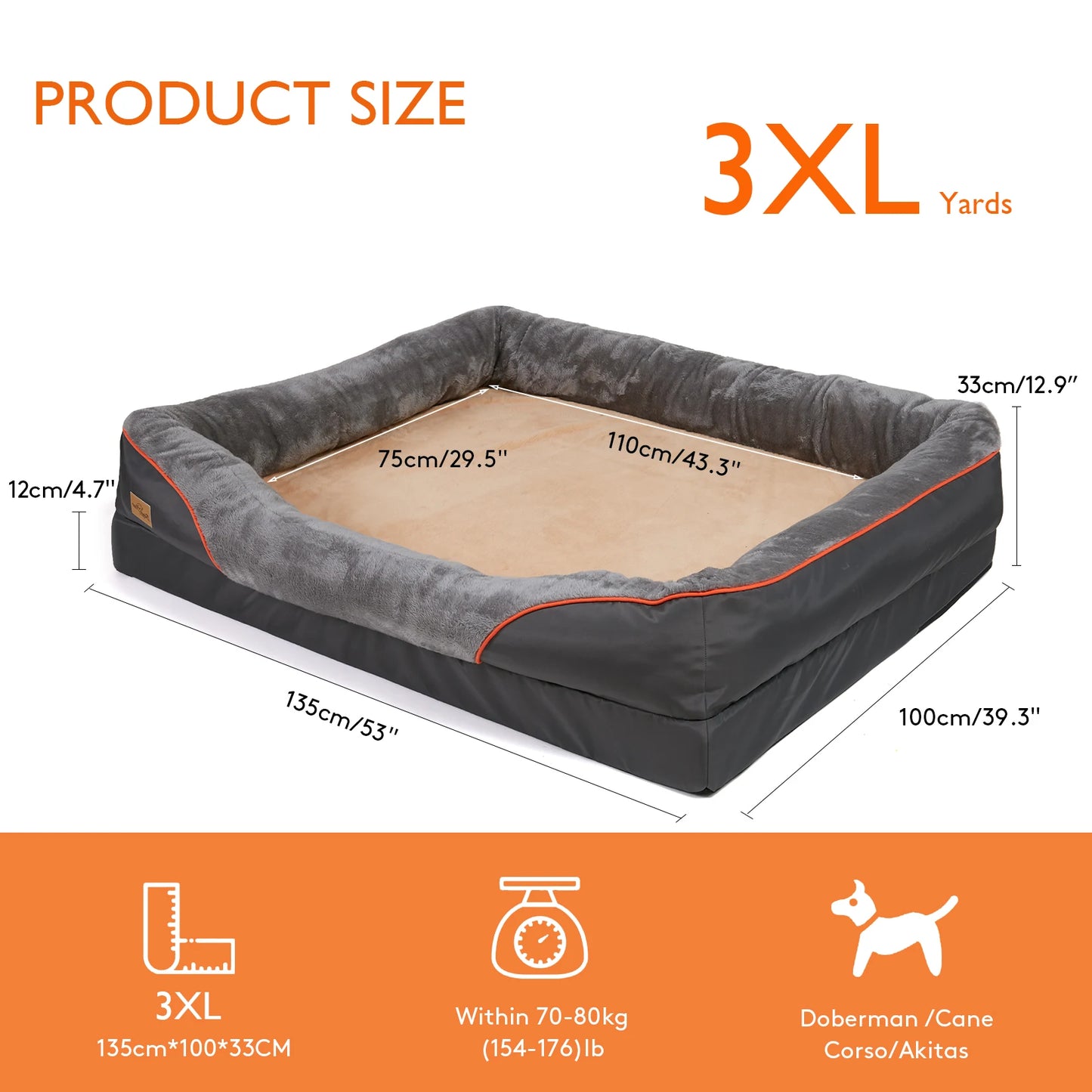 BINGOPAW Dog Bed Anti Allergy With Removable Washable Cover