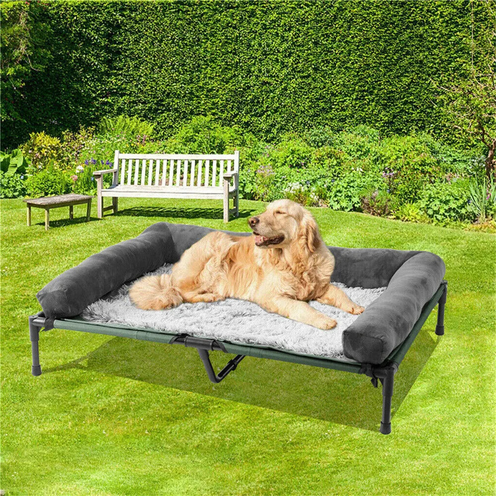 Borwart Elevated Cooling Dog Bed With Removable Cover And Plush Mat