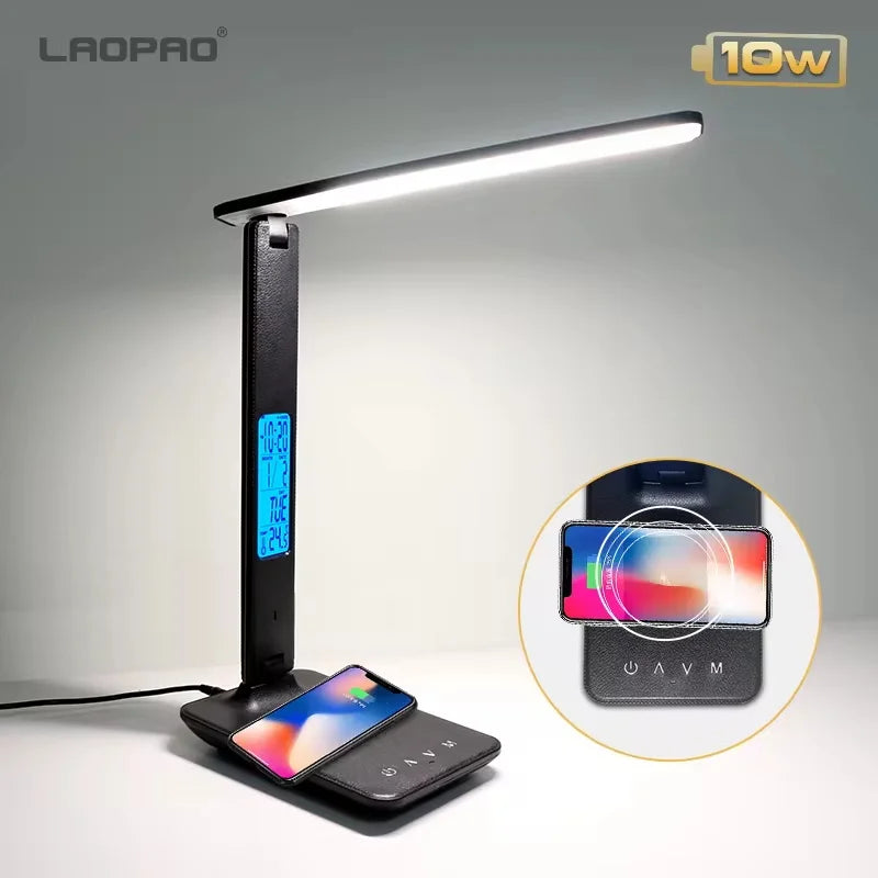 LAOPAO 10W Wireless Charging LED Desk Lamp With USB Port And Auto Timer