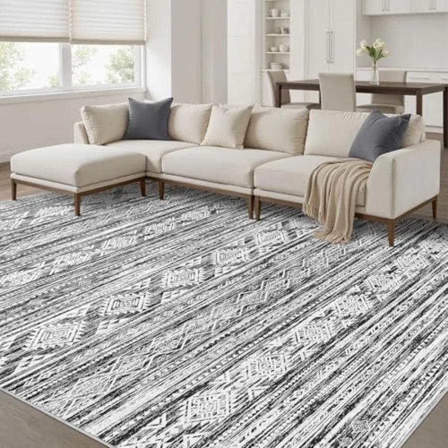 Boho Kilim Style Area Rug Polyester Machine Washable