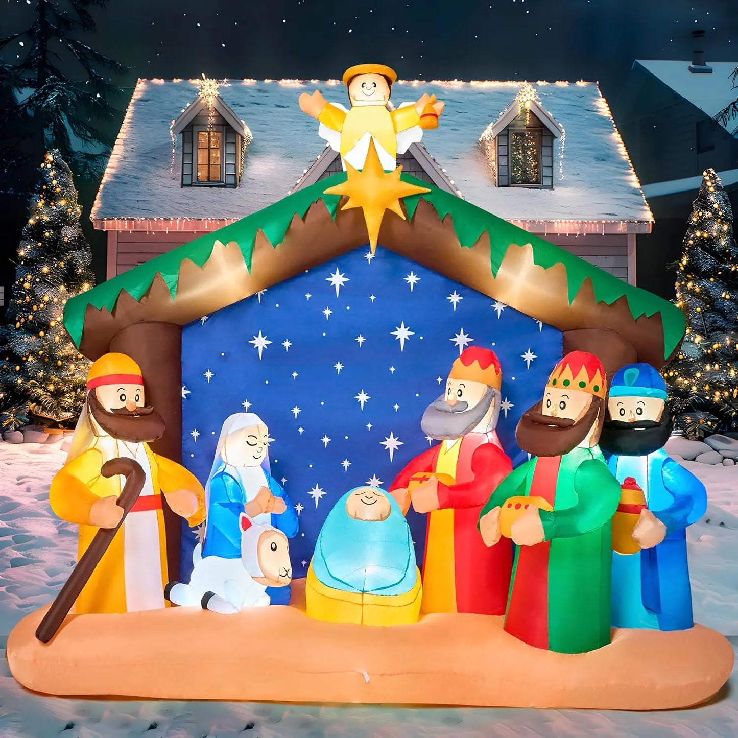 Joyfy Christmas Nativity Scene Inflatable With LEDs Outdoor Decor
