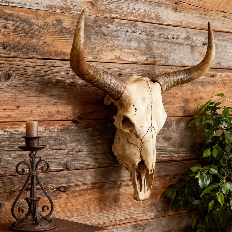 Longhorn Bull Skull Wall Decor Western Rustic Interior Art