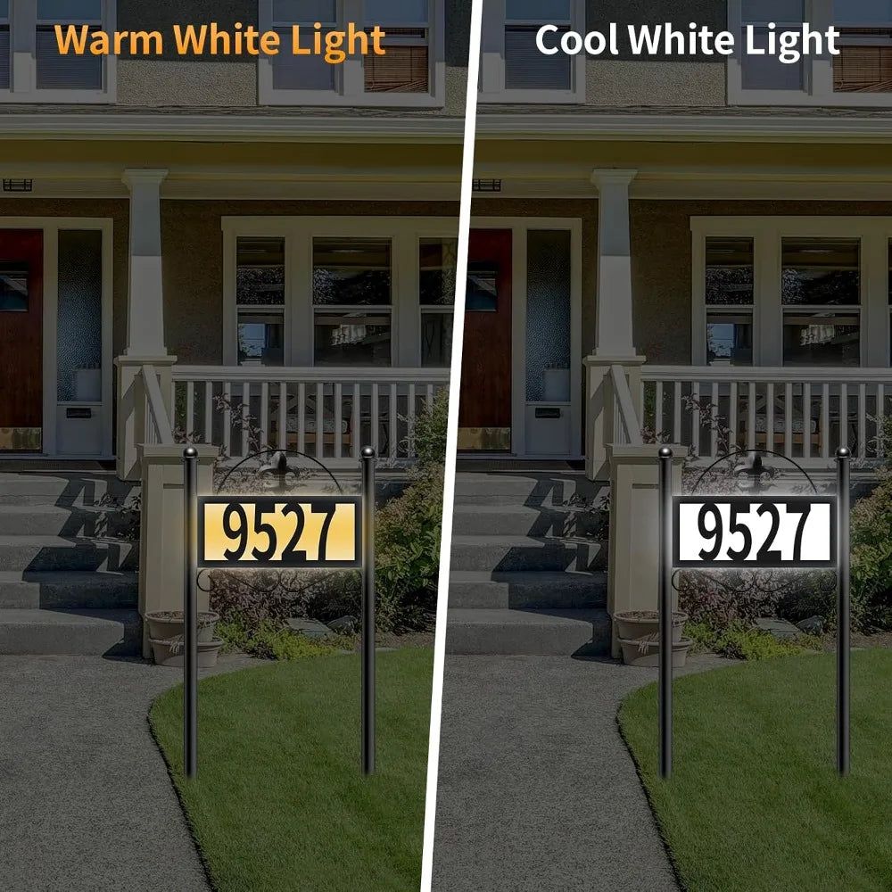 Solar Metal Address Sign With 50 Custom Numbers Weatherproof LED