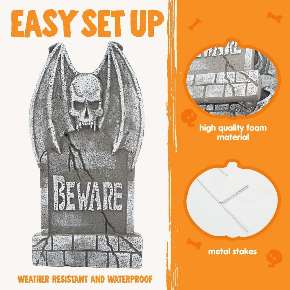 Halloween Outdoor Foam Tombstones Graveyard Headstones 5 Pack With Stakes