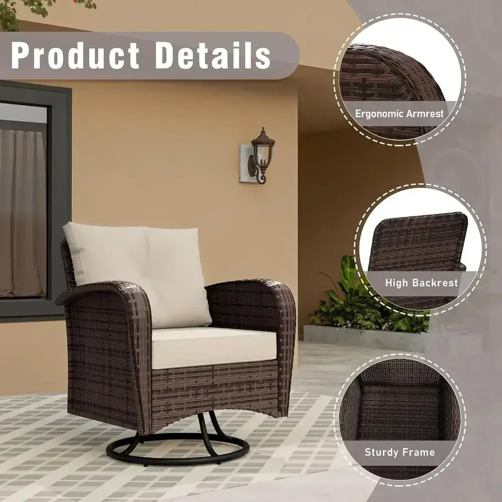 Outdoor Patio Set With Swivel Chairs, Sofa And Coffee Table