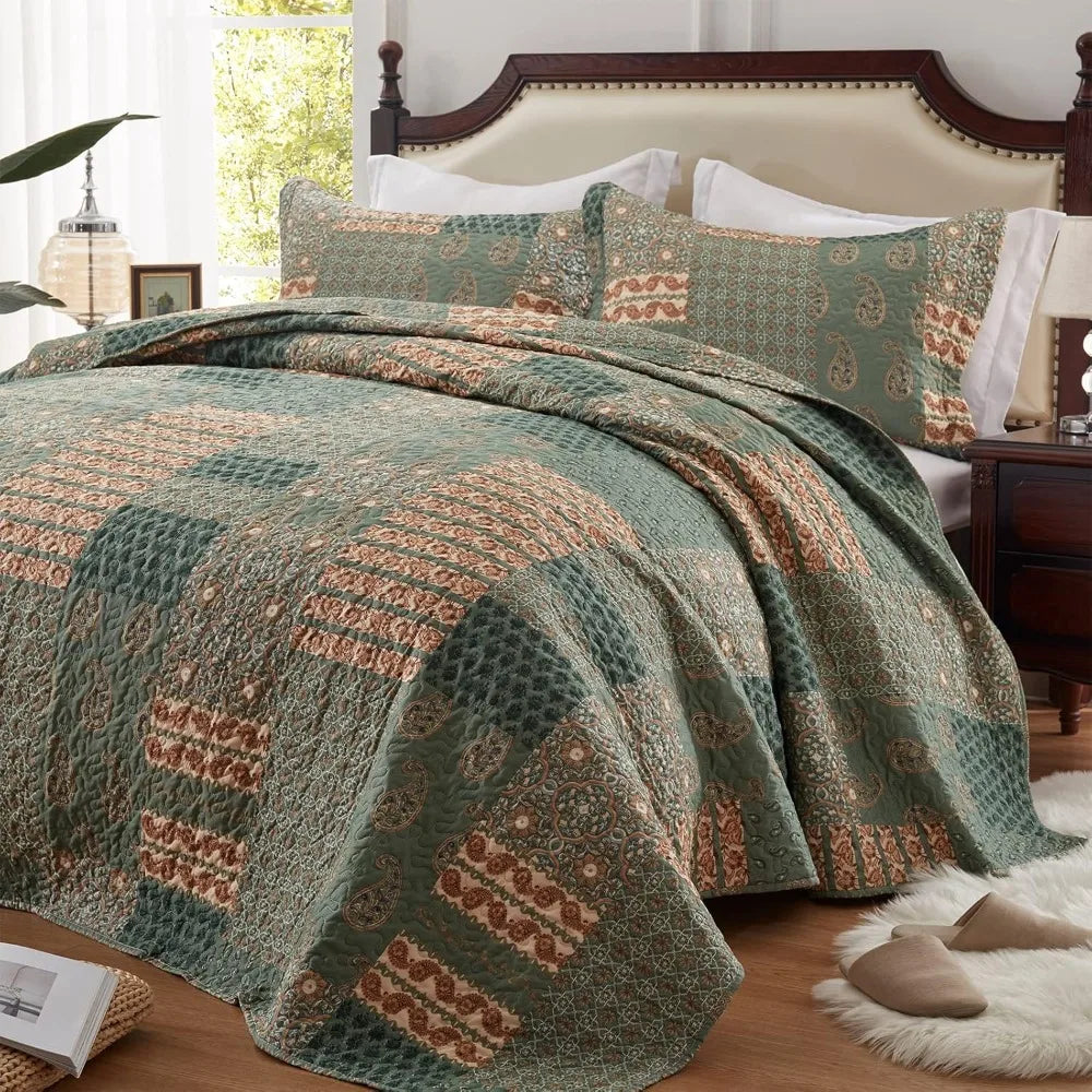 LEAONME Premium Cotton Ruffle Quilt Cover Bedspread