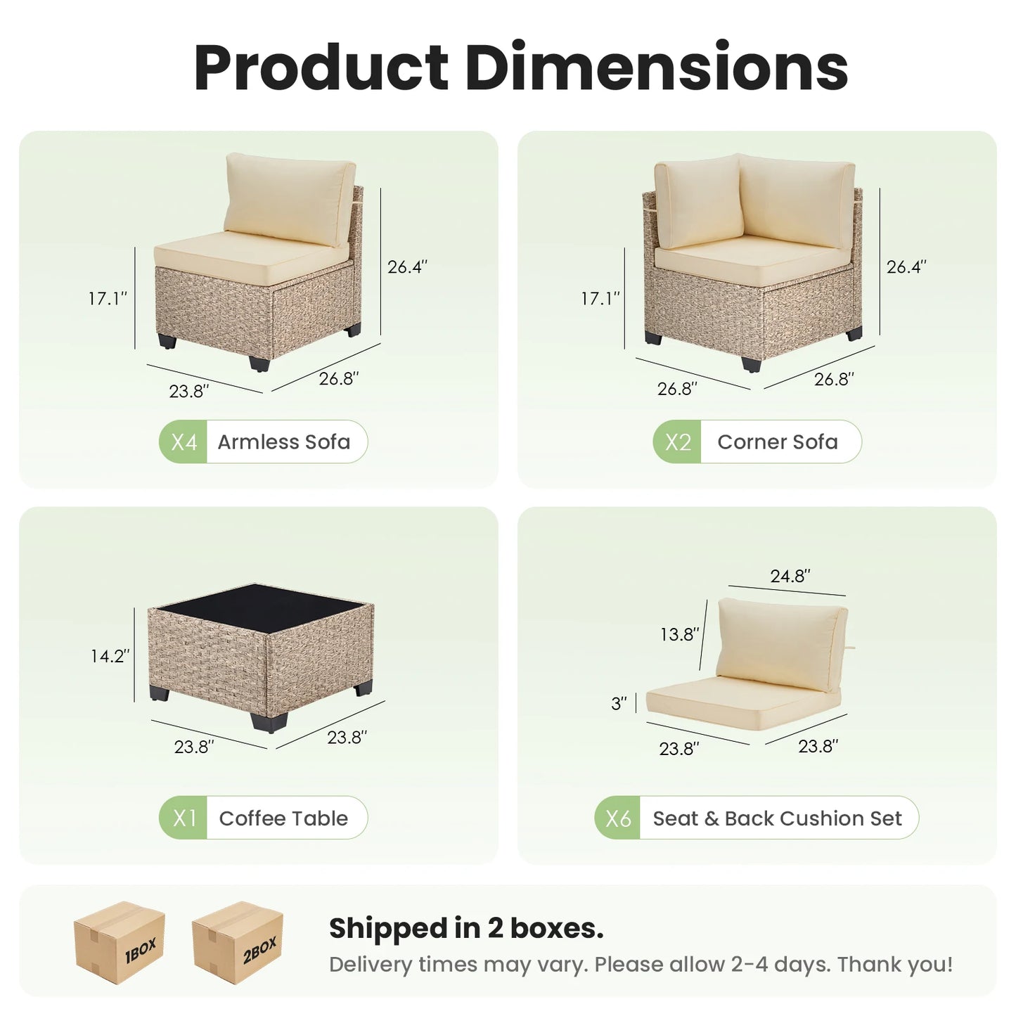 Outdoor Rattan 7-Piece Patio Furniture Set With Tempered Glass Table