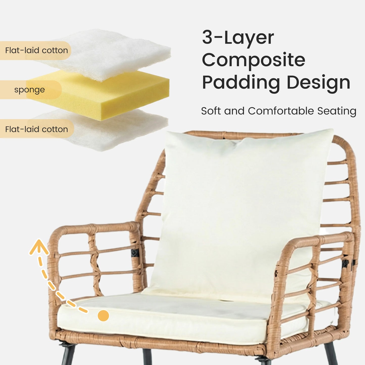 Outdoor Wicker Patio Furniture Set 4 Pieces With Glass Table And Cushions