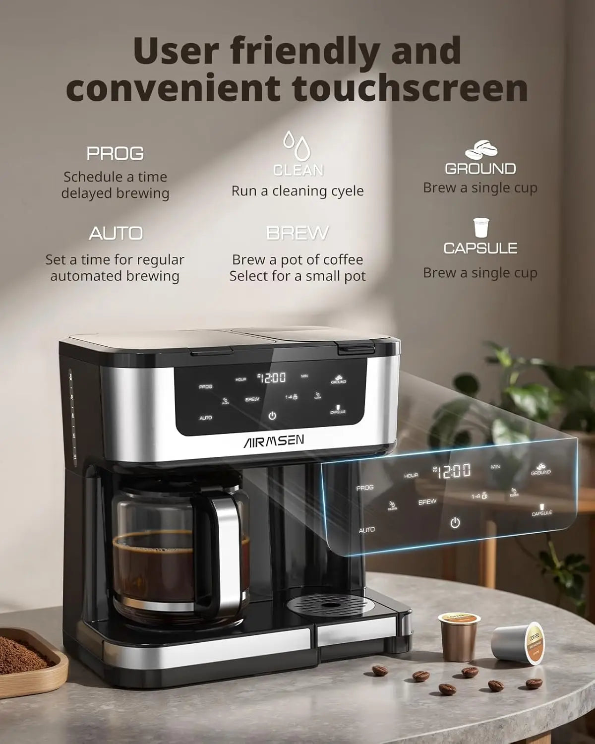 Programmable Dual Coffee Maker With Single Serve K Cup 1000W